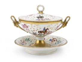 PORCELAIN TUREEN WITH PLATE 19TH CENTURY