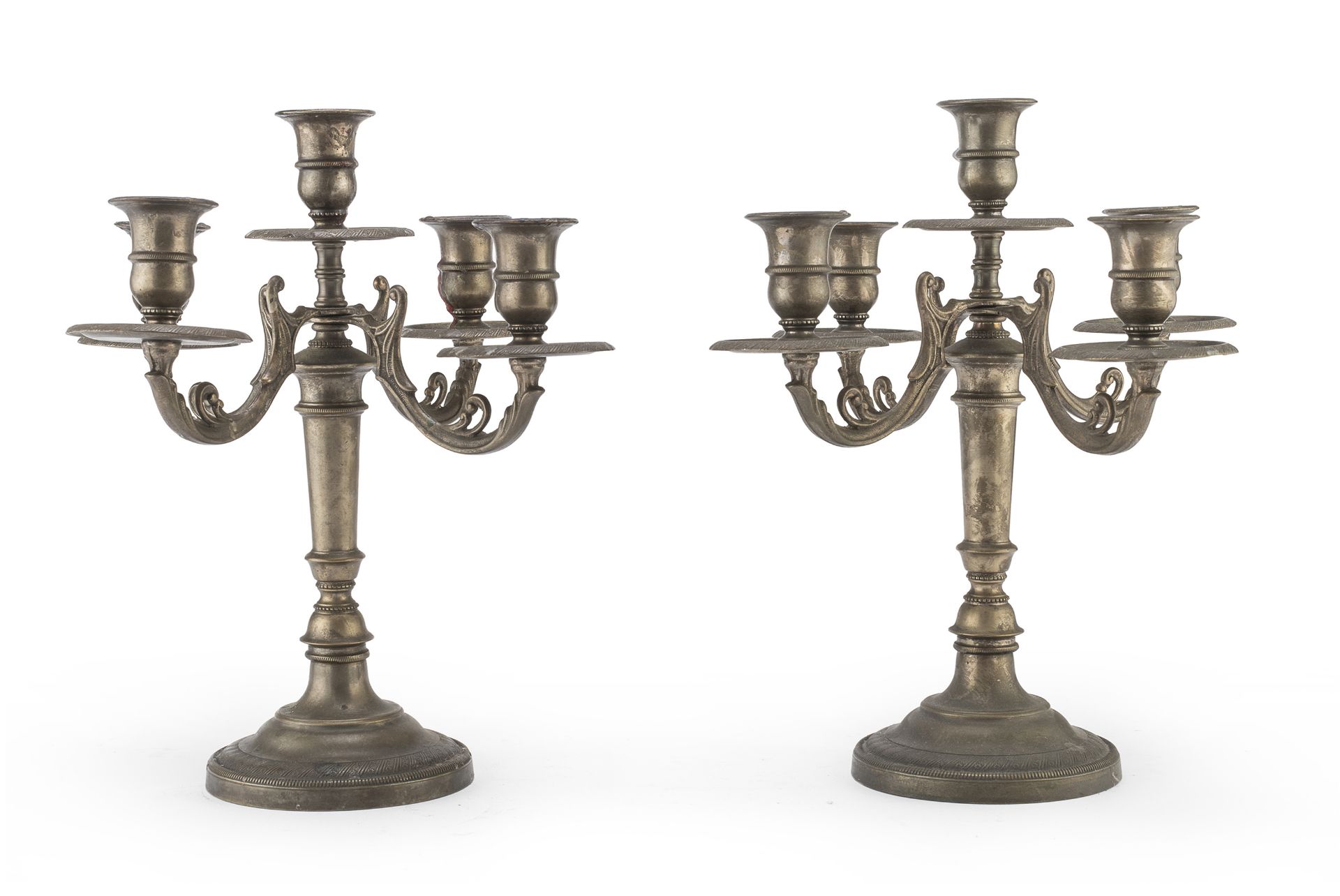 PAIR OF METAL CANDELABRA END OF THE 19TH CENTURY