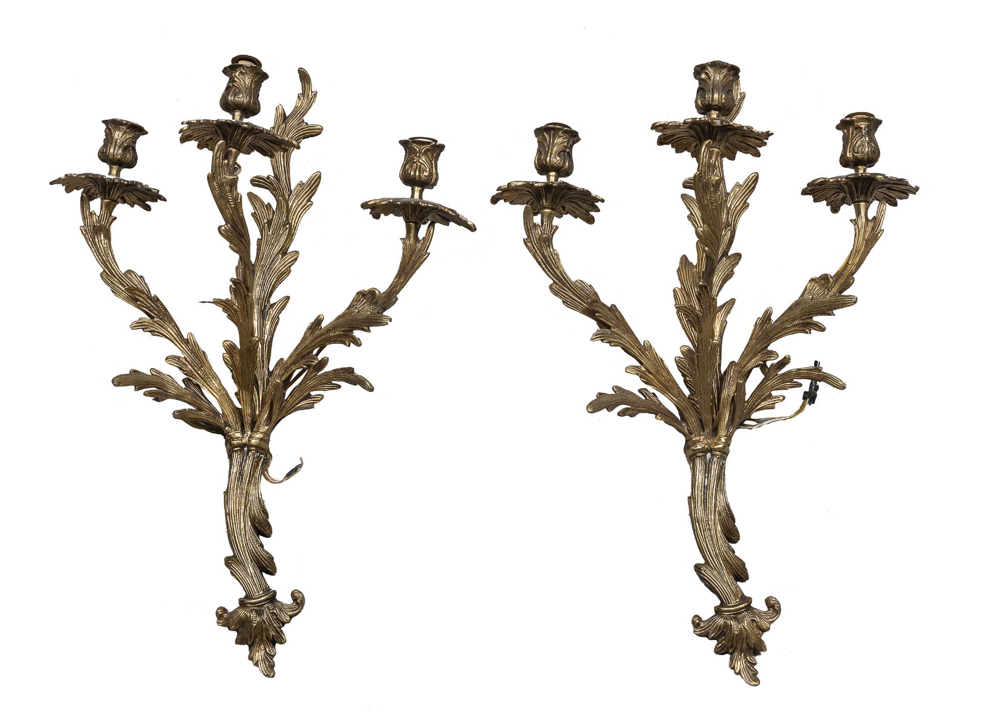 PAIR OF BRONZE WALL LAMPS 18TH CENTURY STYLE
