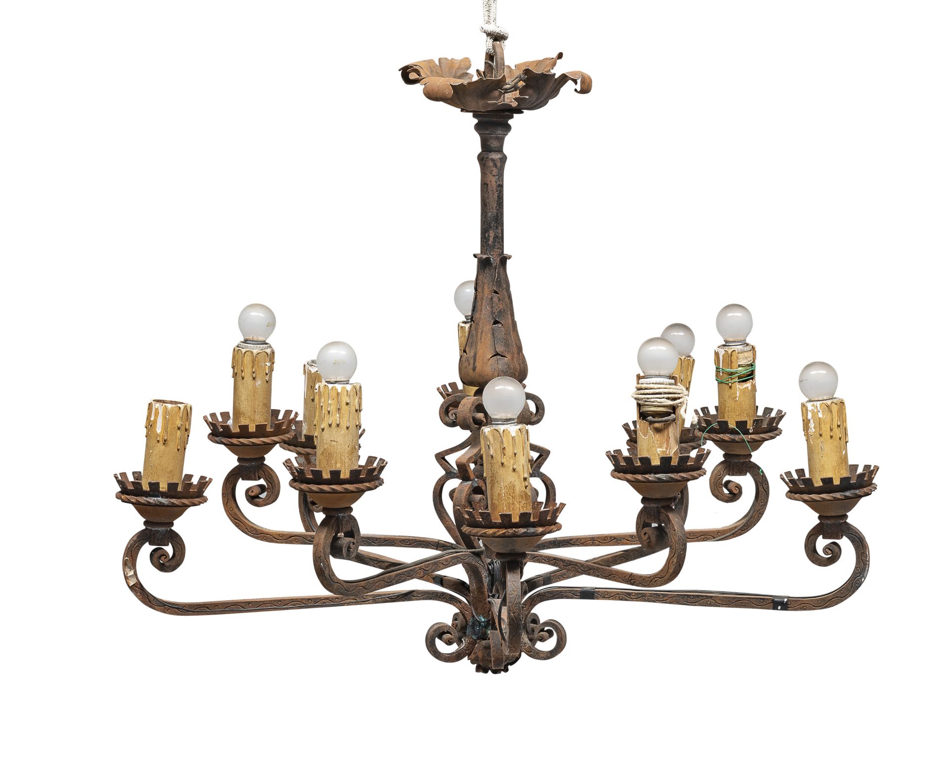 WROUGHT IRON CHANDELIER 19TH CENTURY