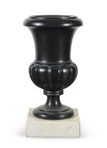 WOODEN VASE LACQUERED WITH FAUX BLACK MARBLE 19th CENTURY