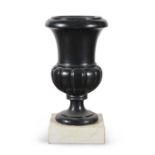 WOODEN VASE LACQUERED WITH FAUX BLACK MARBLE 19th CENTURY