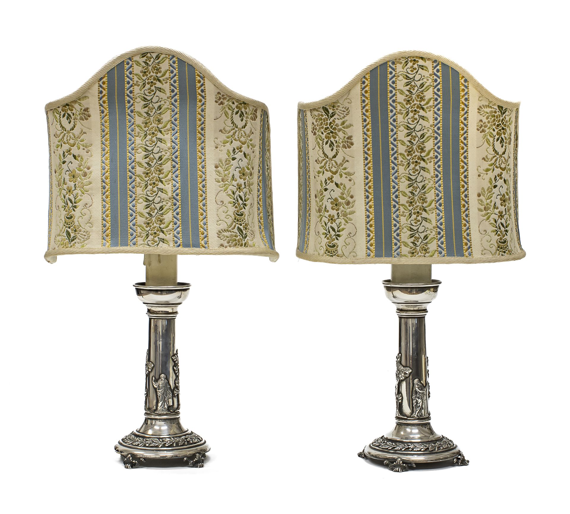PAIR OF SILVER CANDLESTICKS MILAN PUNCH approx. 1970.