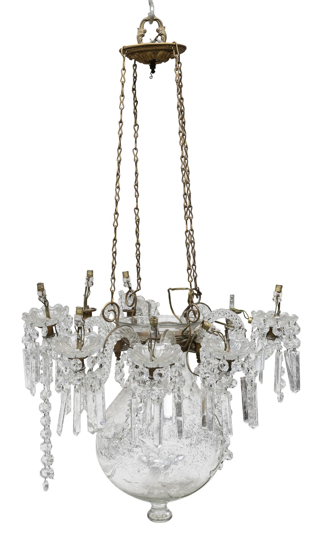 REMAINS OF A GLASS CHANDELIER END OF THE 19TH CENTURY