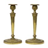 PAIR OF GILT BRONZE CANDLESTICKS EARLY 19TH CENTURY