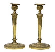 PAIR OF GILT BRONZE CANDLESTICKS EARLY 19TH CENTURY