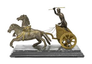 BRONZE SCULPTURE OF A ROMAN BIGA EARLY 19TH CENTURY