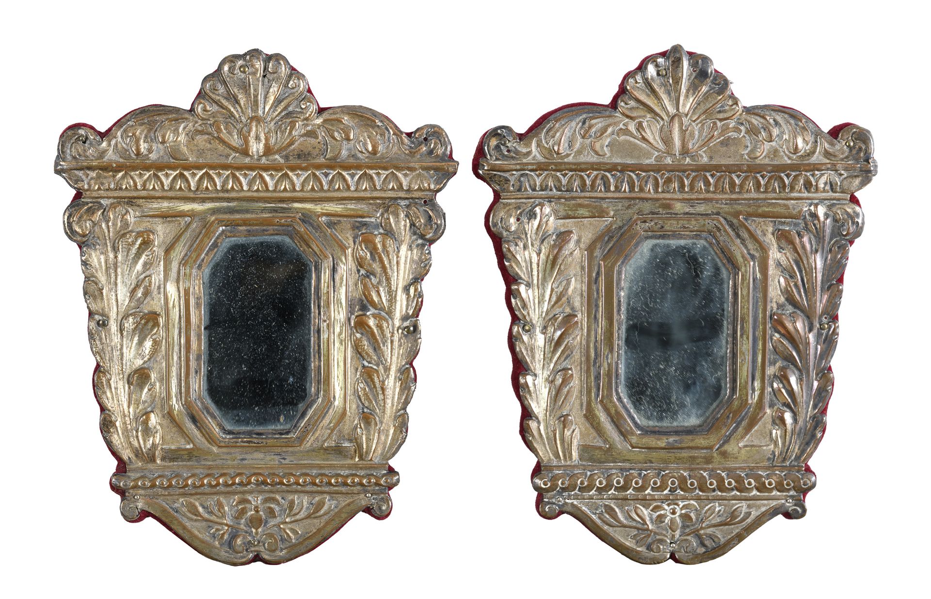 PAIR OF SILVER-PLATED COPPER MIRRORS END OF THE 18TH CENTURY