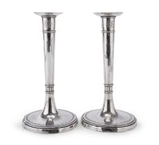 PAIR OF SILVER CANDLESTICKS ROME VATICAN STATE 18TH CENTURY