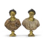 PAIR OF MARBLE AND BRONZE BUSTS END OF THE 18TH CENTURY