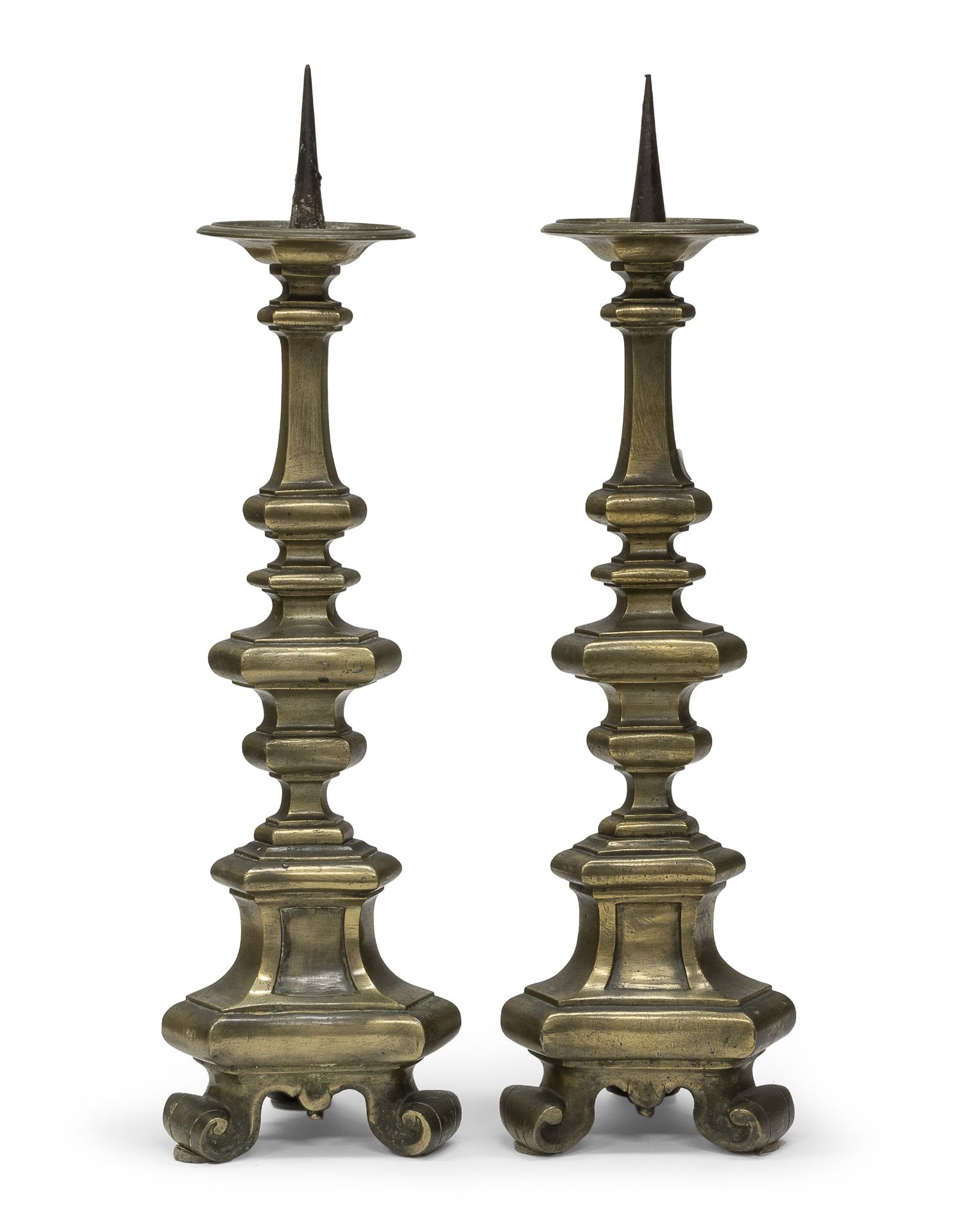 PAIR OF BRONZE CANDLESTICKS NORTHERN ITALY 18TH CENTURY