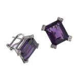 WHITE GOLD EARRINGS WITH AMETHYST AND DIAMONDS