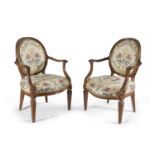 PAIR OF WALNUT ARMCHAIRS LOMBARDY LAST QUARTER OF THE 18TH CENTURY