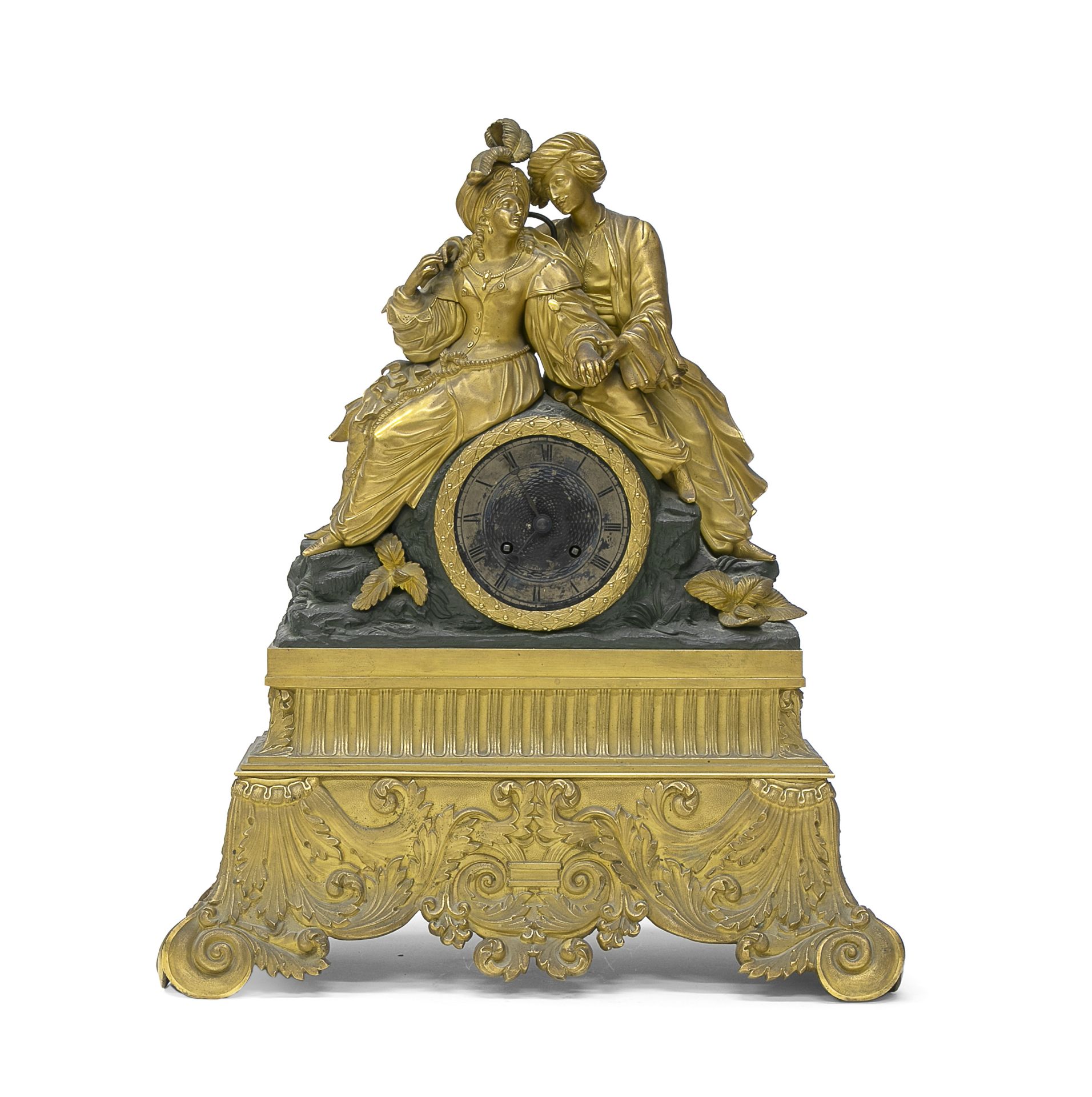 GILT BRONZE TABLE CLOCK FIRST HALF OF THE 19TH CENTURY
