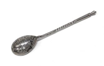 NIELLED SILVER SPOON MOSCOW 1899/1908