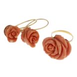 CORAL EARRINGS AND RING