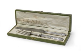 TWO PIECES OF SILVER SERVING CUTLERY PARIS approx. 1880.