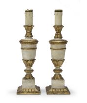 PAIR OF SMALL LACQUERED WOOD CANDLESTICKS 19th CENTURY