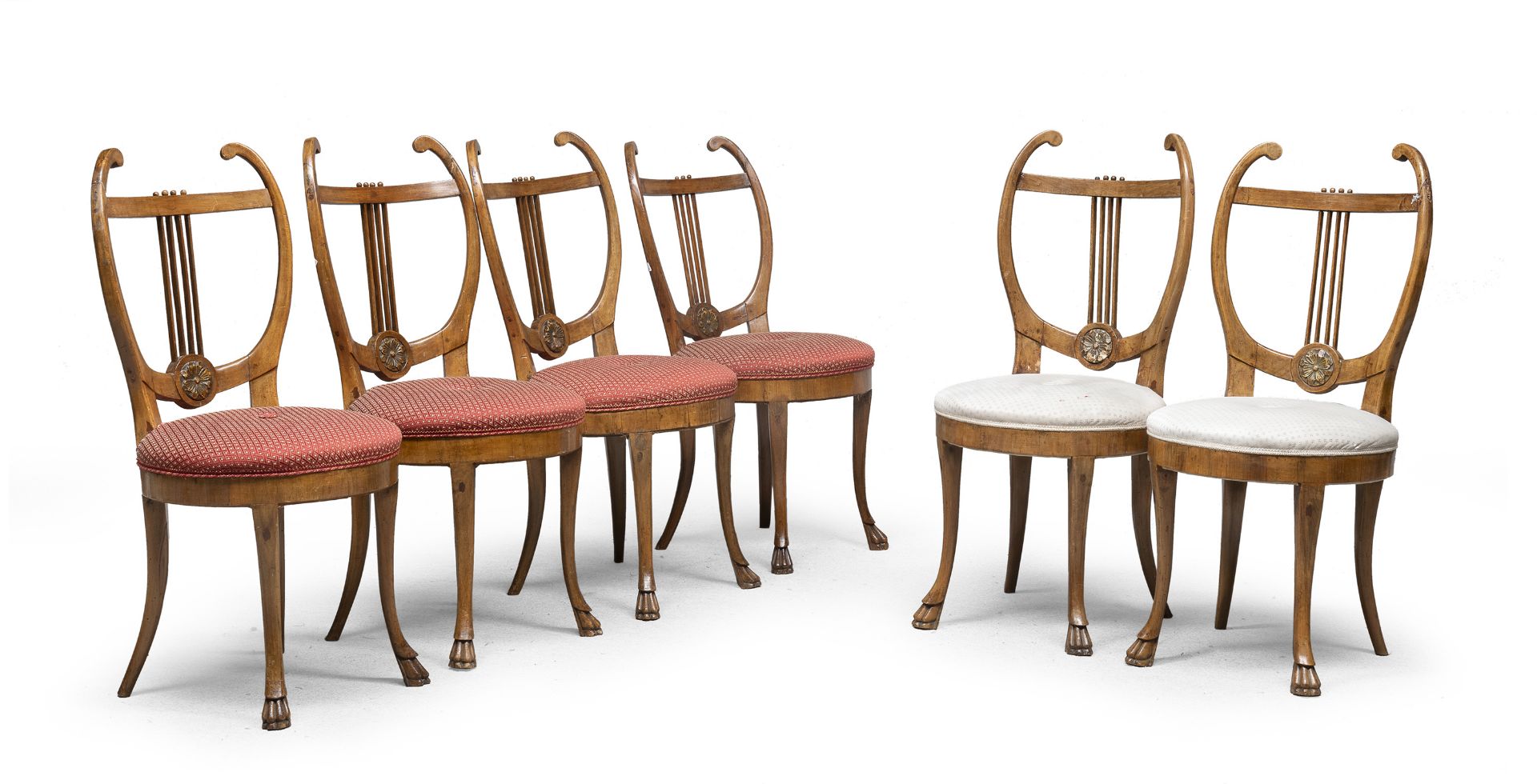 SIX CHERRY LYRE BACK CHAIRS EARLY 19TH CENTURY