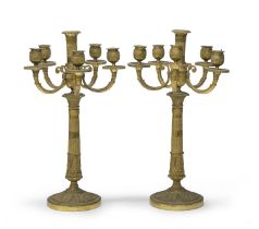 PAIR OF GILT BRONZE CANDELABRA EMPIRE PERIOD