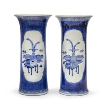 TWO WHITE AND BLUE PORCELAIN VASES JAPAN 19TH CENTURY
