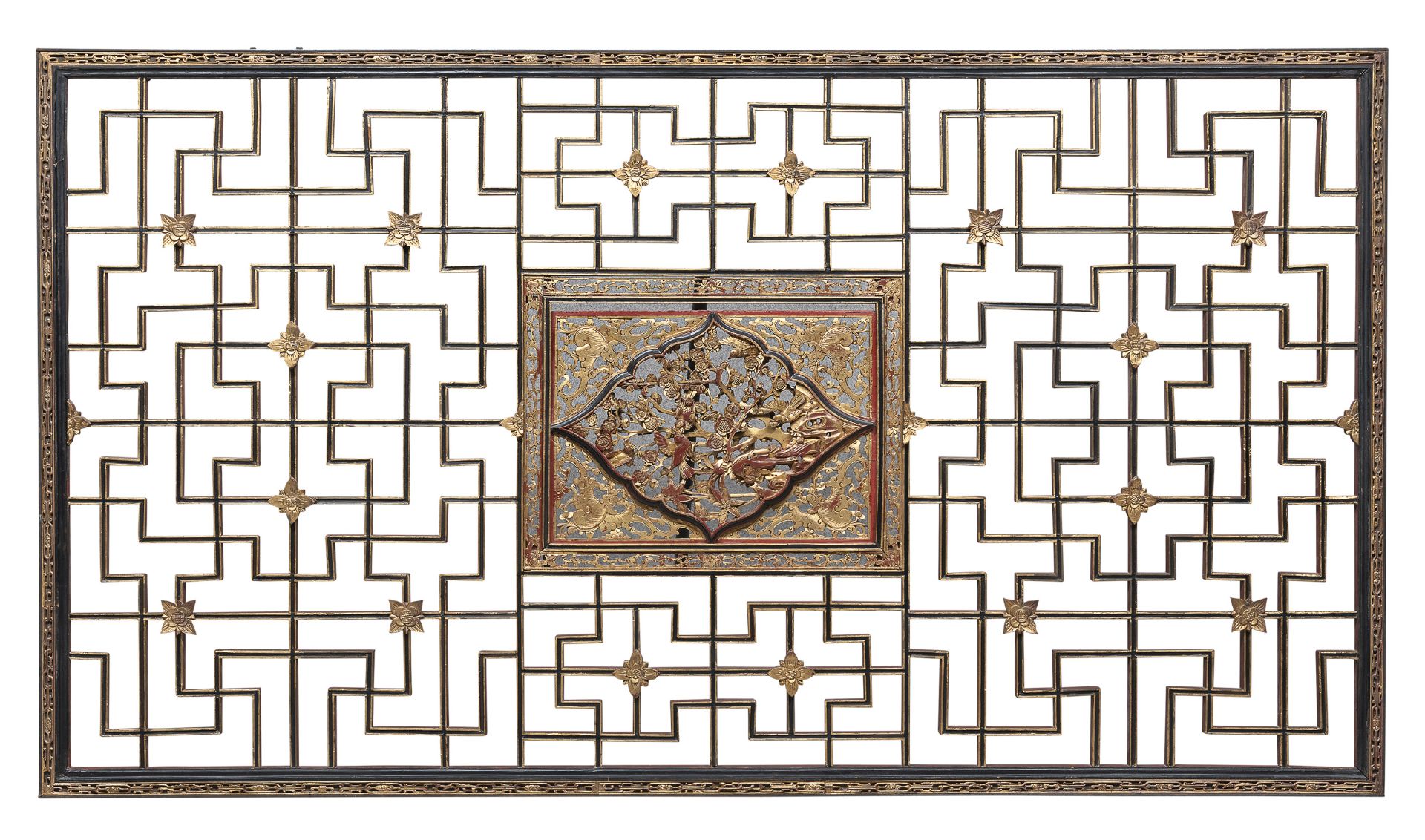A CHINESE WOODEN FRETWORK PANEL EARLY 20TH CENTURY.