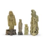 FOUR SOAPSTONE SCULPTURES CHINA 20TH CENTURY