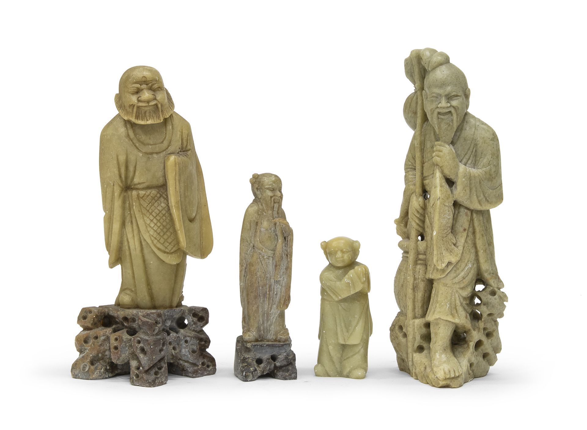 FOUR SOAPSTONE SCULPTURES CHINA 20TH CENTURY