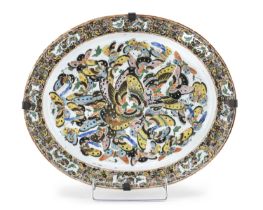 A CHINESE POLYCHROME ENAMELED PORCELAIN DISH 19TH CENTURY.