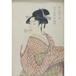 TWO REPRODUCTIONS OF UTAMARO AND SHARAKU WORKS, JAPAN 20TH CENTURY