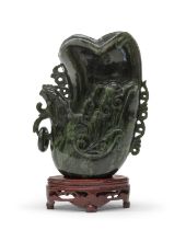 A CARVED JADE VASE CHINA 20TH CENTURY