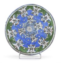 A PERSIAN POLYCHROME ENAMELED PORCELAIN DISH 19TH CENTURY.