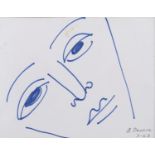 FELT PEN DRAWING OF A FEMALE PROFILE BY ANTHONY QUINN 1963