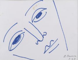 FELT PEN DRAWING OF A FEMALE PROFILE BY ANTHONY QUINN 1963