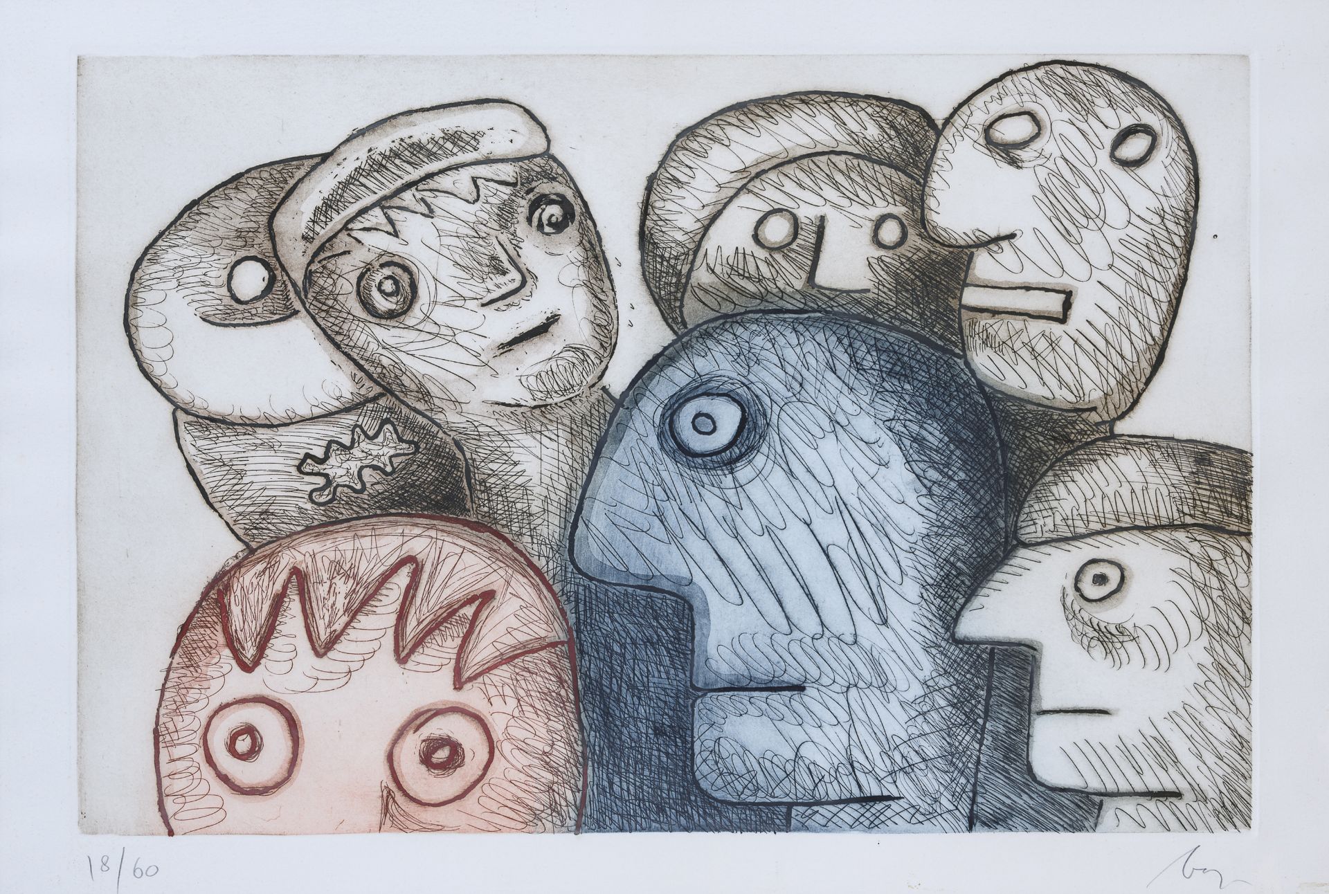 ETCHING OF CHARACTERS BY ENRICO BAJ