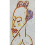 TWO FELT PEN DRAWINGS OF AFRICAN WOMEN BY ANTHONY QUINN 1963