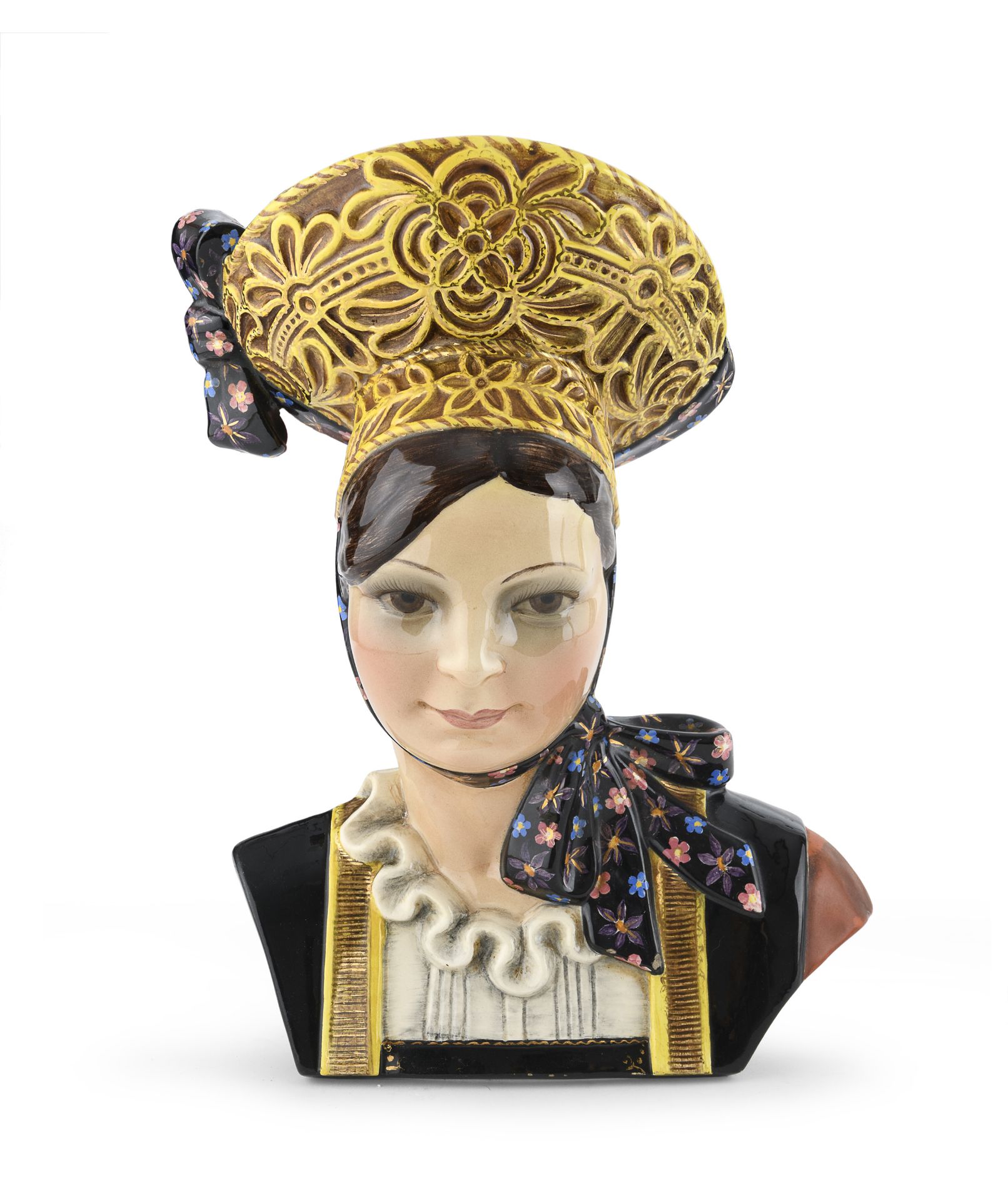 CERAMIC BUST OF A WOMAN IGNI TURIN 1950s