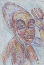 FELT PEN DRAWING OF OLMEC WOMAN BY ANTHONY QUINN 1963