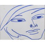 PAIR OF FELT PEN DRAWINGS OF FEMALE FACES BY ANTHONY QUINN 1963
