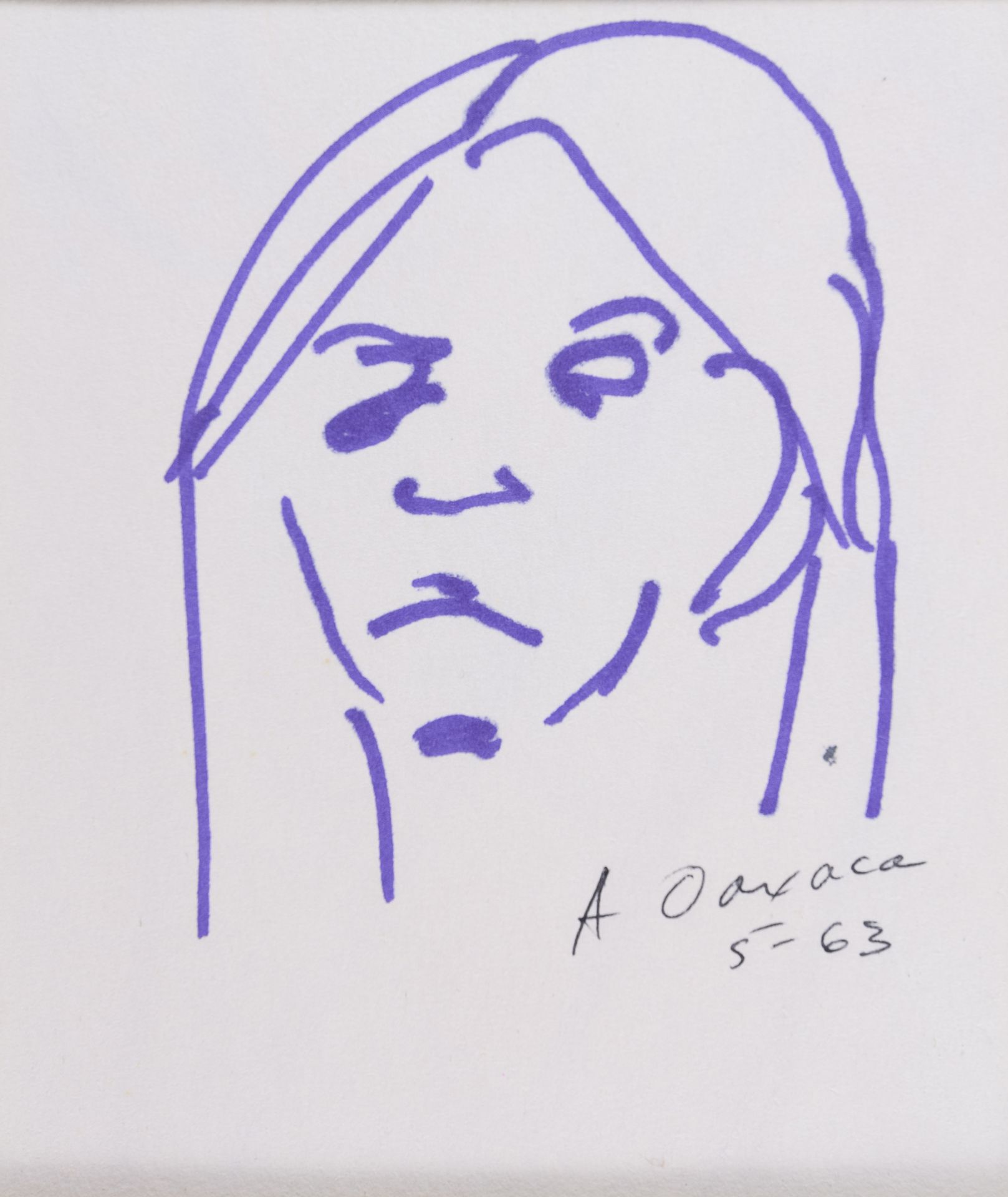 FELT PEN DRAWING OF A FEMALE FACE BY ANTHONY QUINN 1983