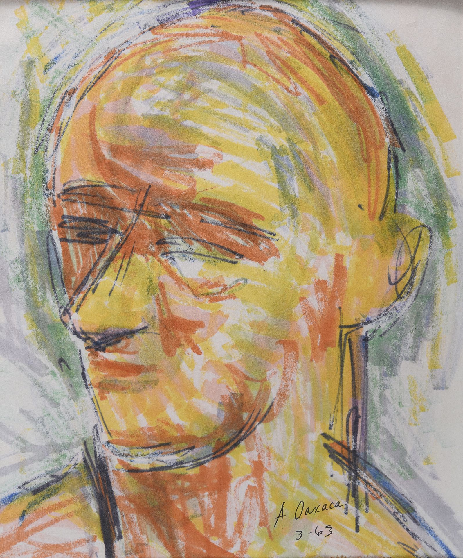 FELT PEN DRAWING OF A MAN BY ANTHONY QUINN 1963