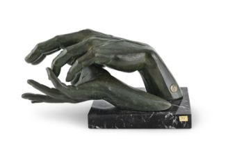 BRONZE-PLATED RESIN SCULPTURE 'AFTER LOVE' BY LORENZO QUINN 2000