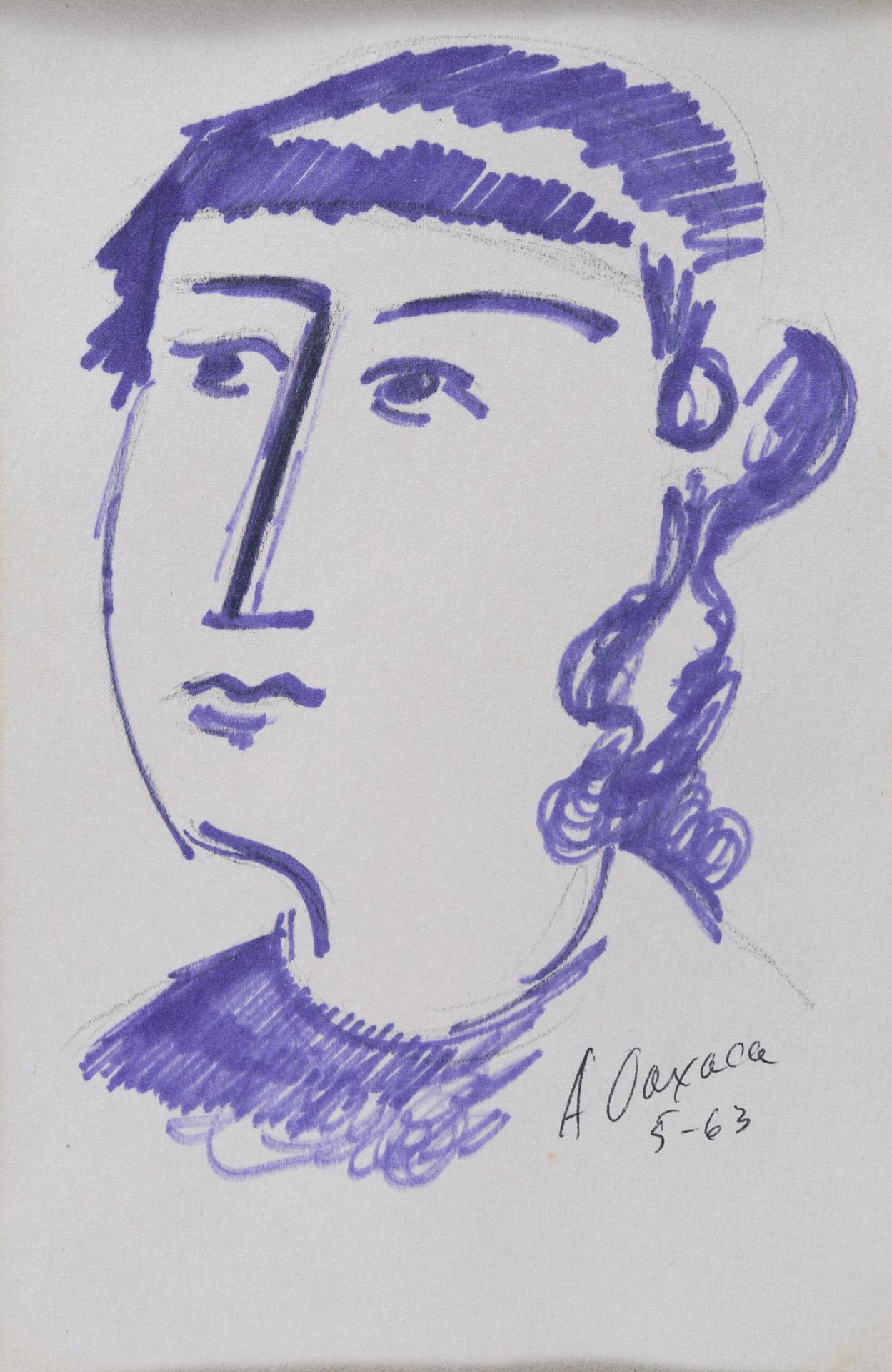 PAIR OF FELT PEN PORTRAITS BY ANTHONY QUINN 1963