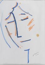 FELT PEN DRAWING OF A WOMAN'S FACE BY ANTHONY QUINN 1963