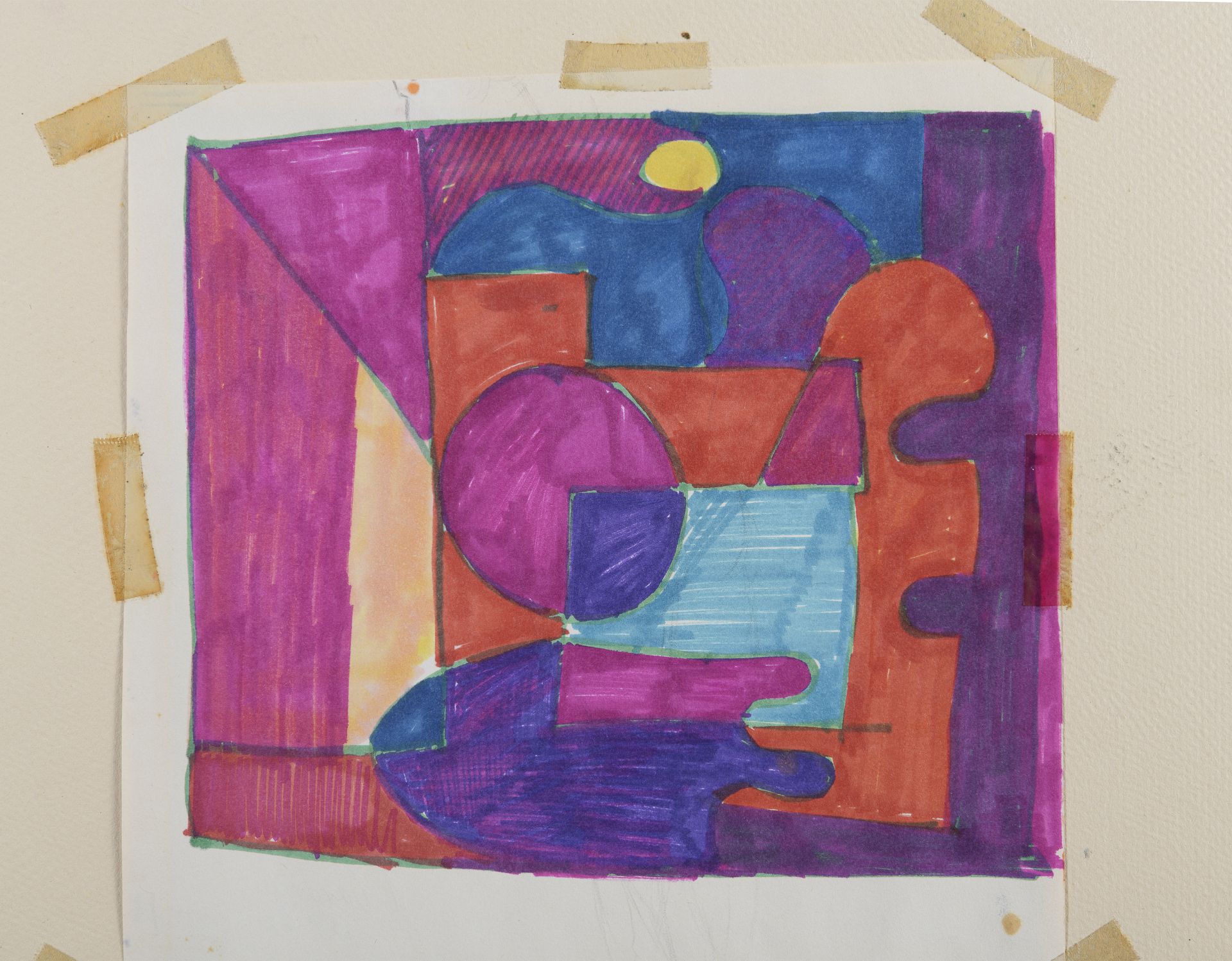 ABSTRACT FELT PEN DRAWING BY ANTHONY QUINN 1963 - Image 2 of 2