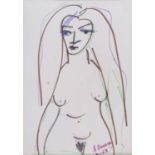 FELT PEN DRAWING OF A WOMAN DRAWING BY ANTHONY QUINN 1963