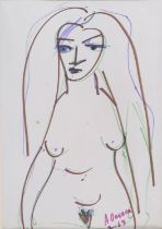 FELT PEN DRAWING OF A WOMAN DRAWING BY ANTHONY QUINN 1963