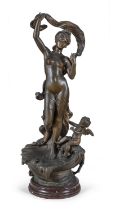 BURNISHED METAL SCULPTURE 'LA PERLE' AFTER MOREAU LIBERTY PERIOD