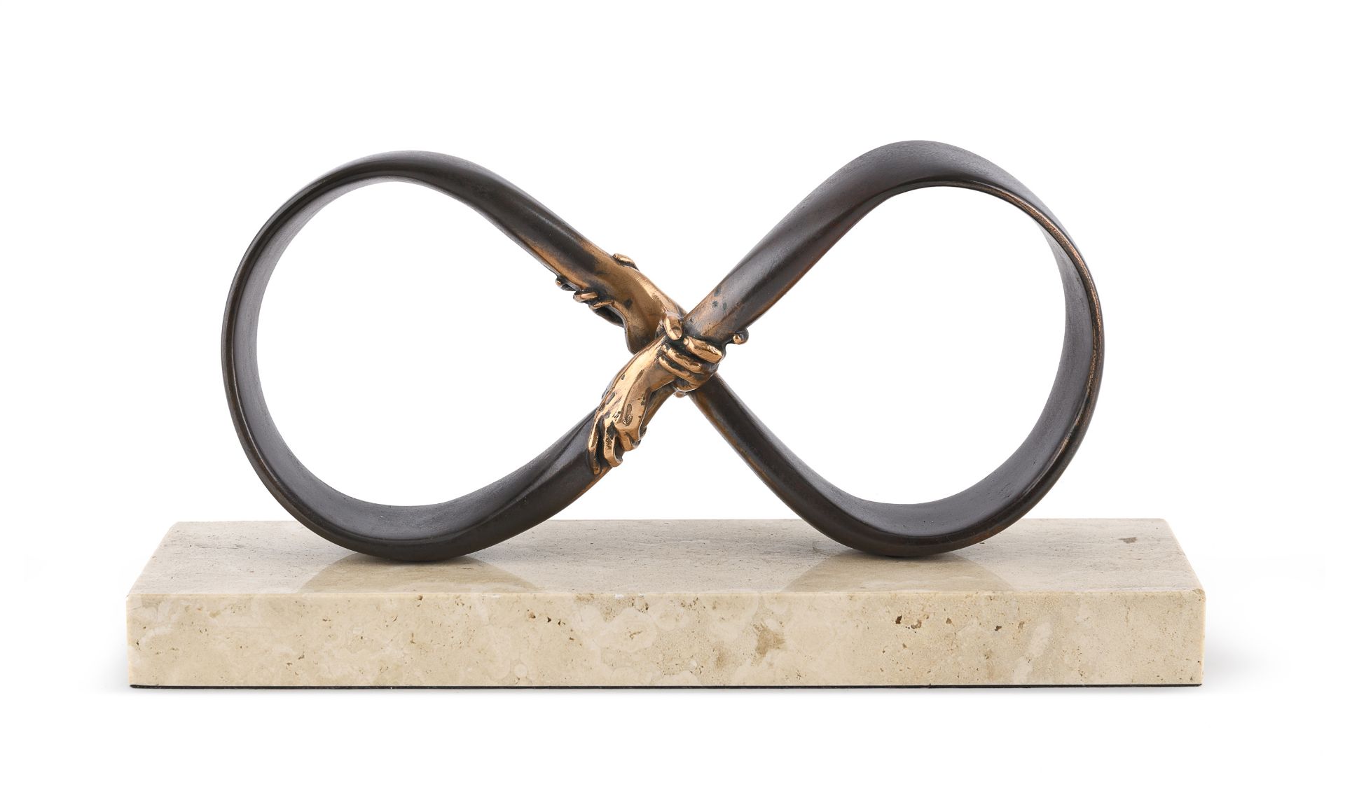 BRONZE-PLATED RESIN SCULPTURE 'INFINITY' BY LORENZO QUINN