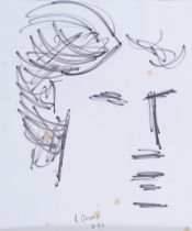 FELT PEN DRAWING OF A MAN'S FACE BY ANTHONY QUINN 1963